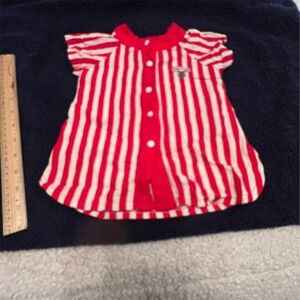 Vintage Teddy Ruxpin Red & White Striped Pajama Nightshirt 1985 worlds of wonder